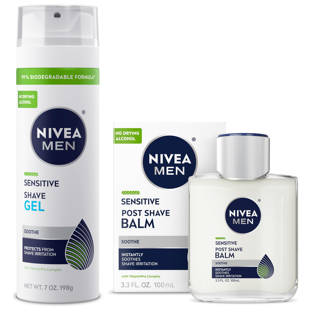 NIVEA MEN Sensitive Shave Gel pump facilitates easy lather for a smooth shave