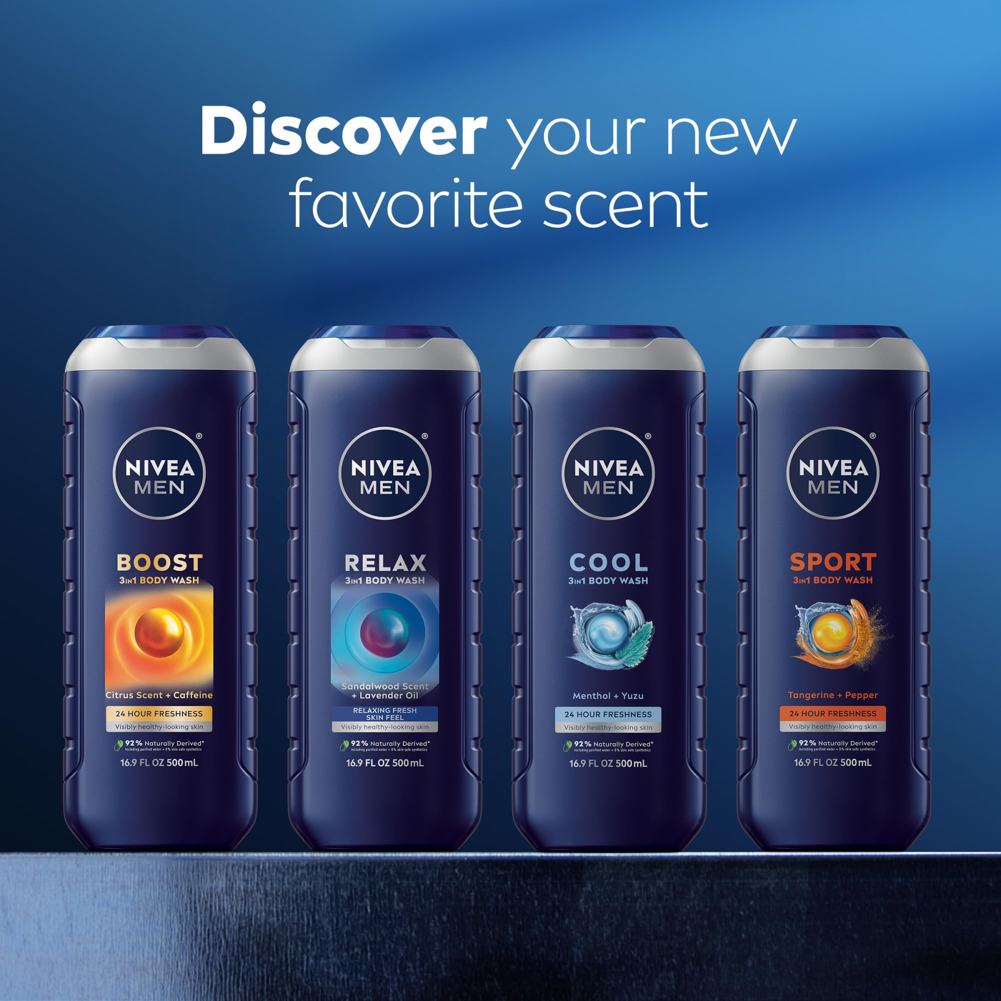 NIVEA MEN Sport Body Wash: pH equilibrado para piel sensible.