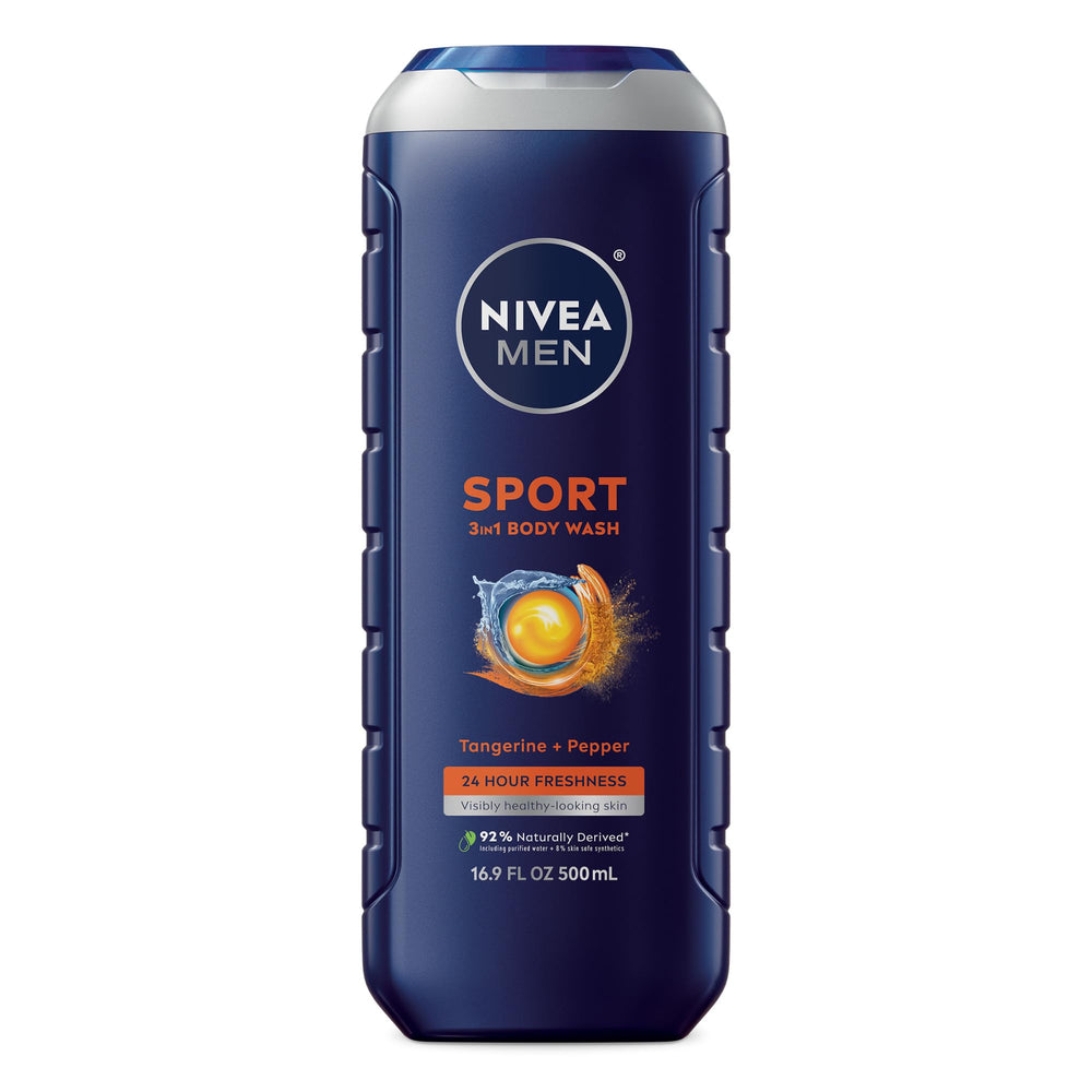 NIVEA MEN Sport, botella del gel 3 en 1, aroma cítrico para post-entrenamiento.