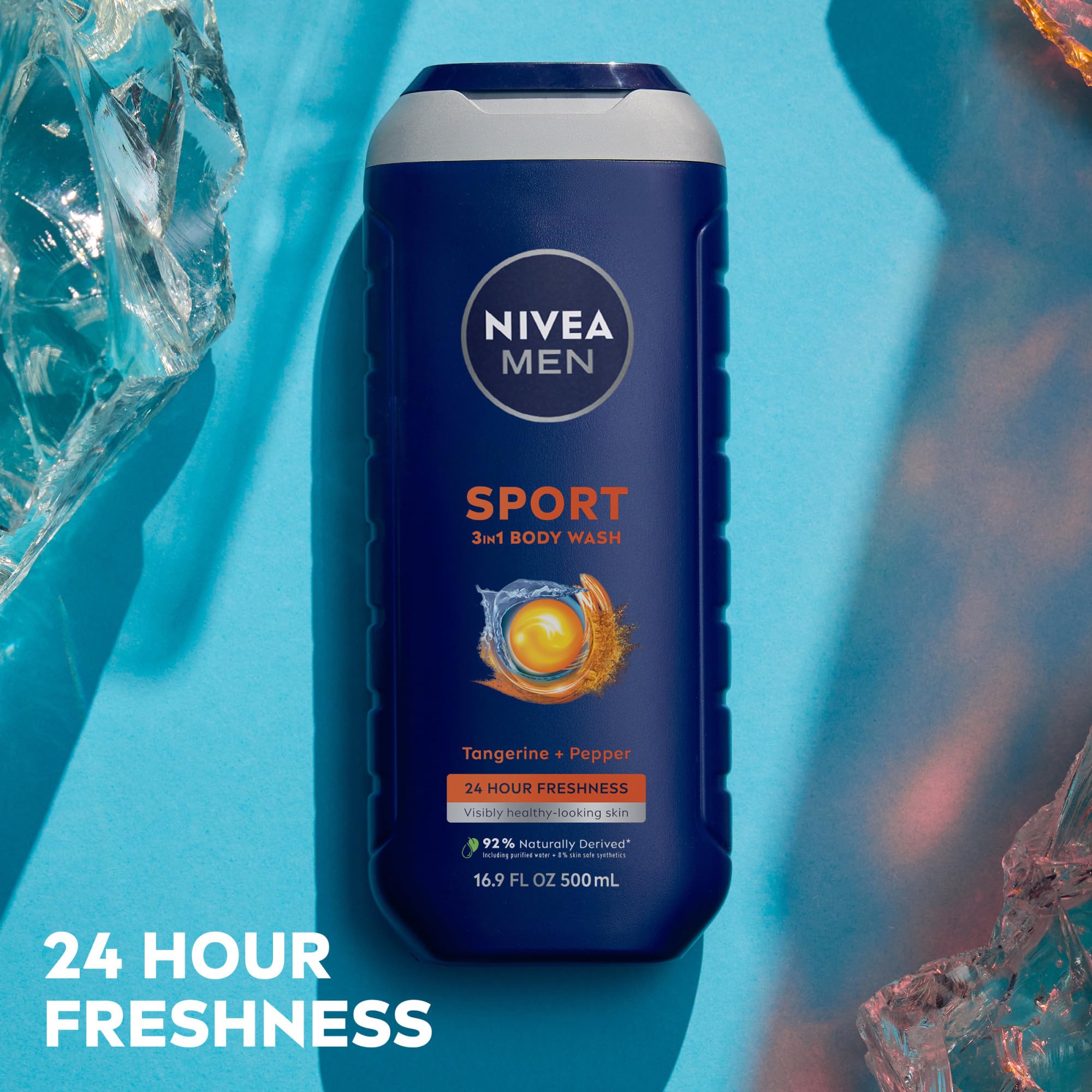 NIVEA MEN Sport, etiqueta que destaca fórmula vegana y sin parabenos.