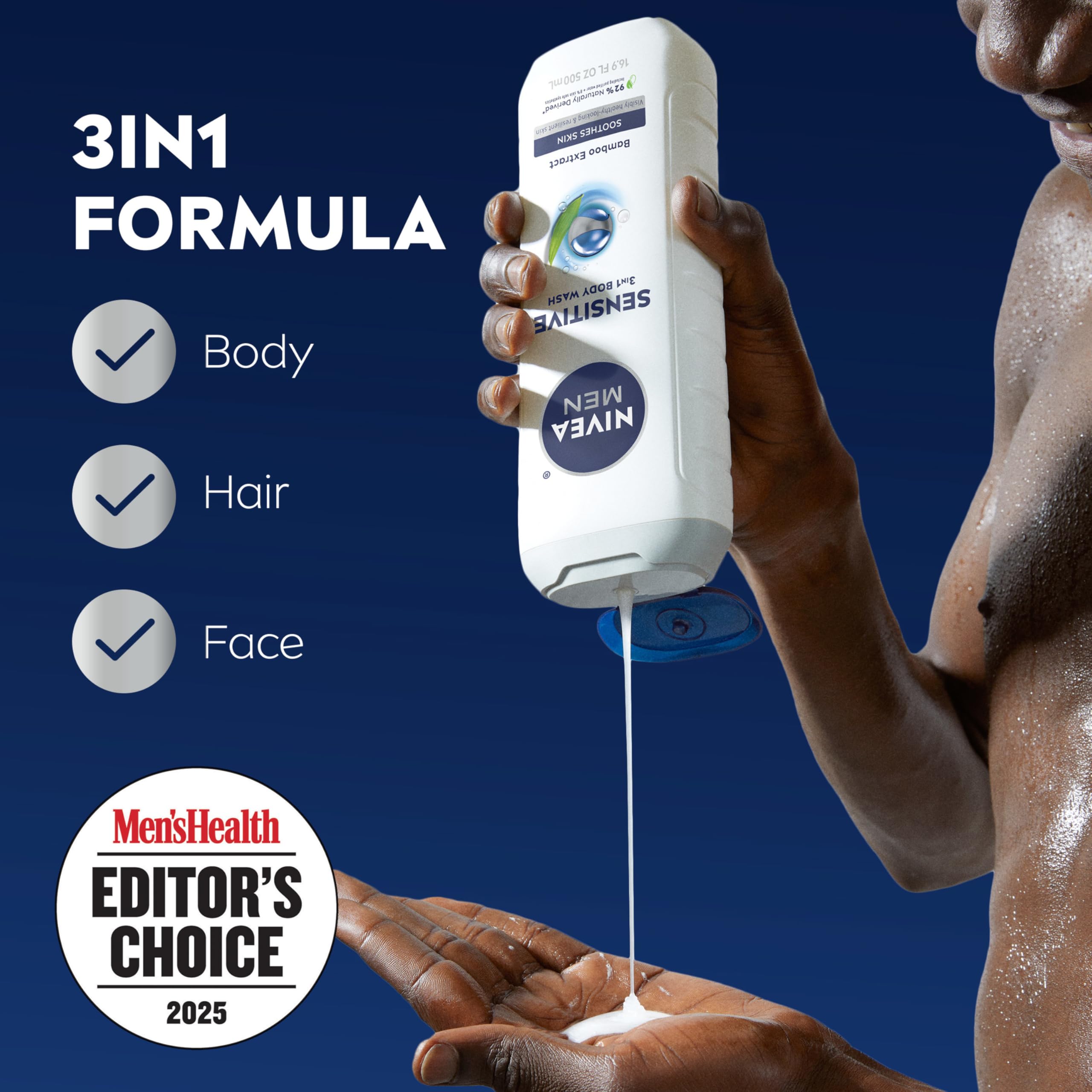 NIVEA MEN Tres En Uno Cabello Rostro Ducha: uso diario para cuerpo completo