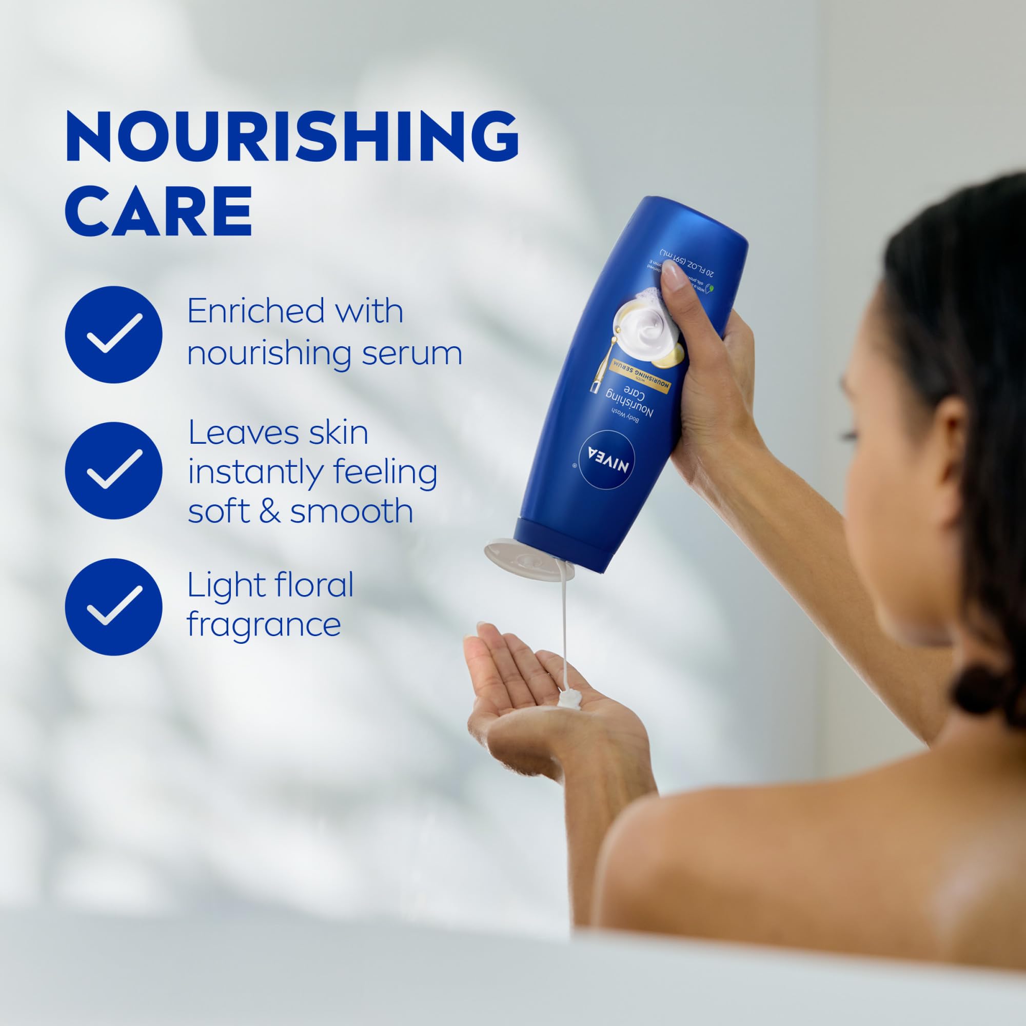 NIVEA Nourishing Care con fragancia floral ligera para la ducha.