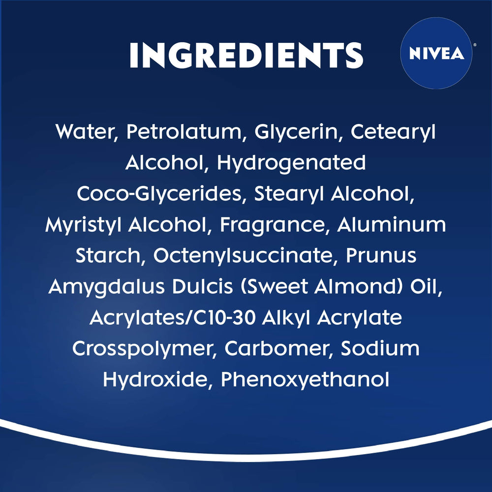 NIVEA Nourishing In Shower Lotion bottle close-up highlighting almond oil