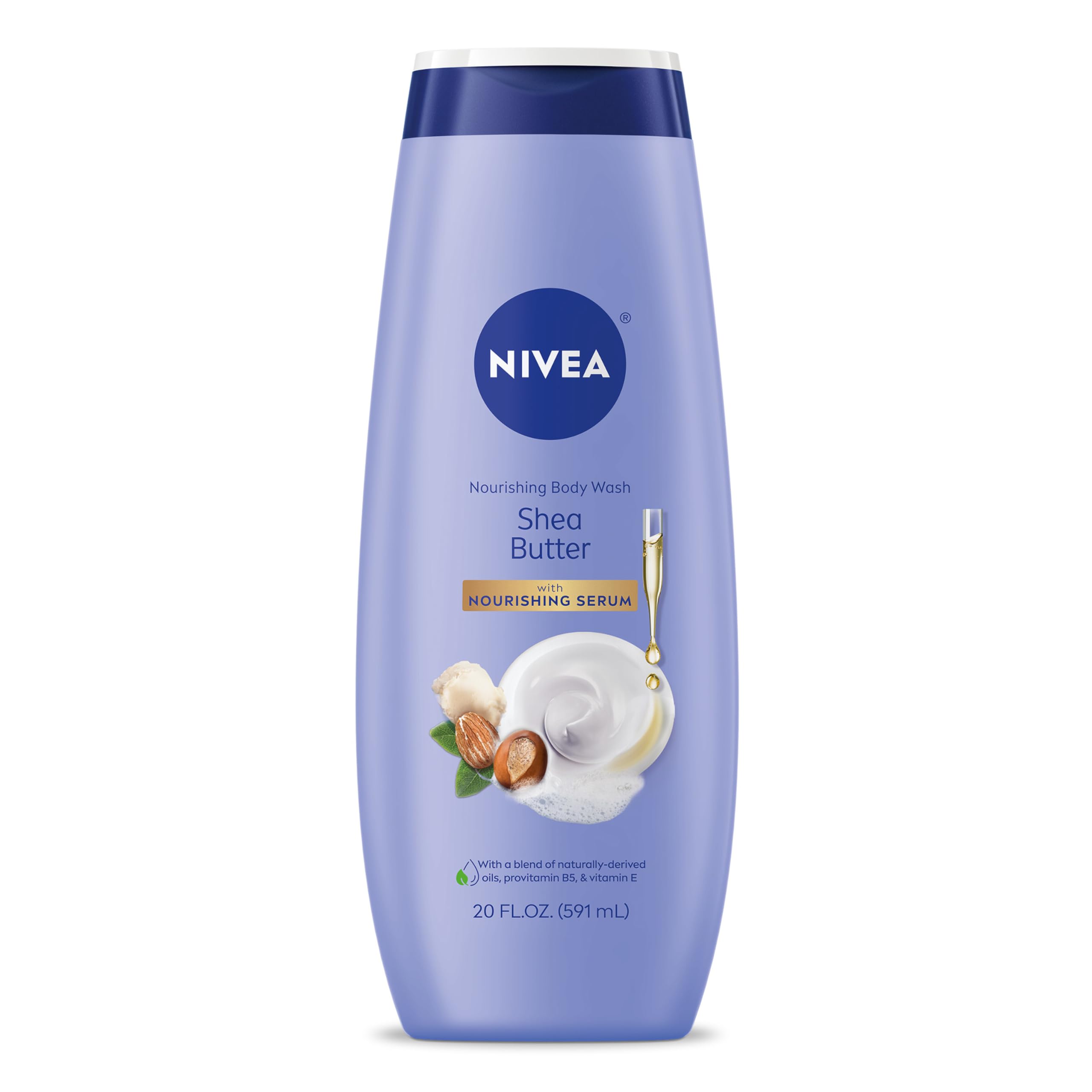 NIVEA Nourishing Shea Butter Body Wash bottle front view for nourished skin