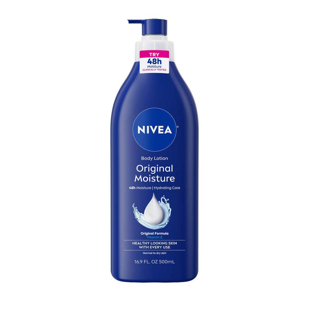 Loción corporal NIVEA Original en botella con bomba para uso diario.