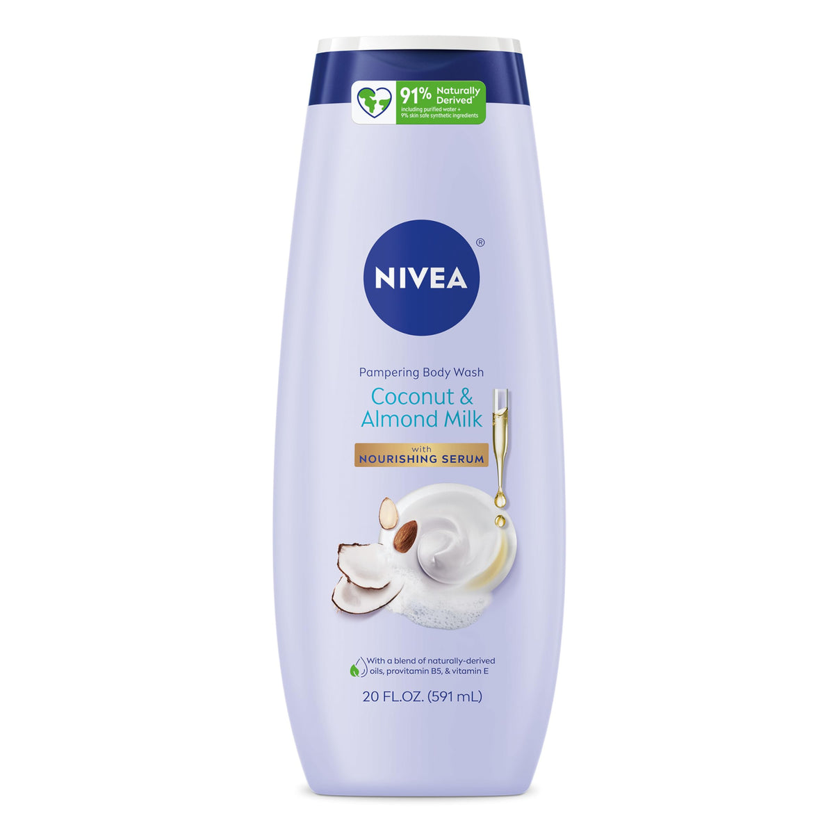 NIVEA Pampering body wash bottle top view for easy daily cleansing.