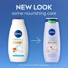 NIVEA label close-up highlighting Nourishing Serum and natural ingredients.