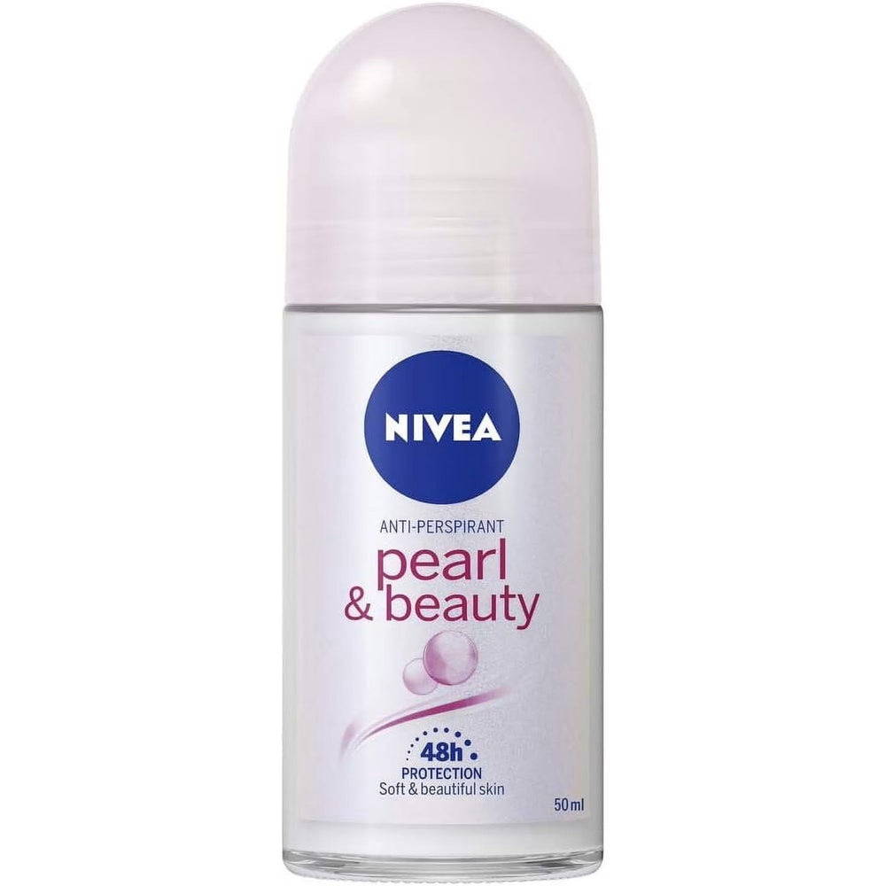 NIVEA Pearl & Beauty Roll-On bottle provides long-lasting odor protection for daily wear.