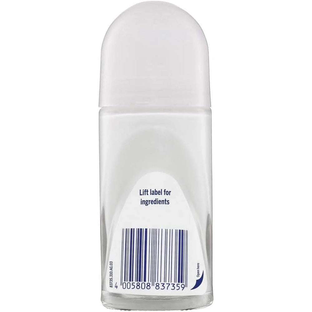 NIVEA Pearl & Beauty Roll-On packaging highlights a 50 mL size for daily use.