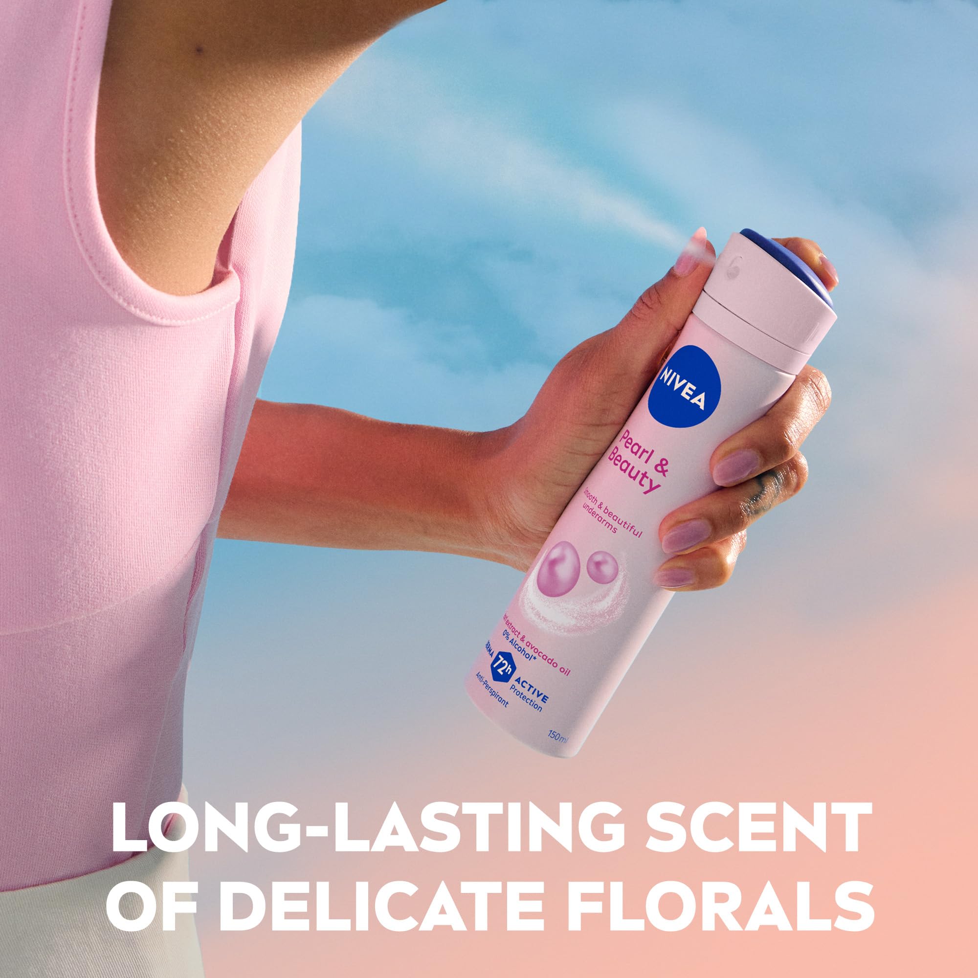NIVEA Pearl Beauty Spray dermatological tolerance label underscoring skin-friendly formula.