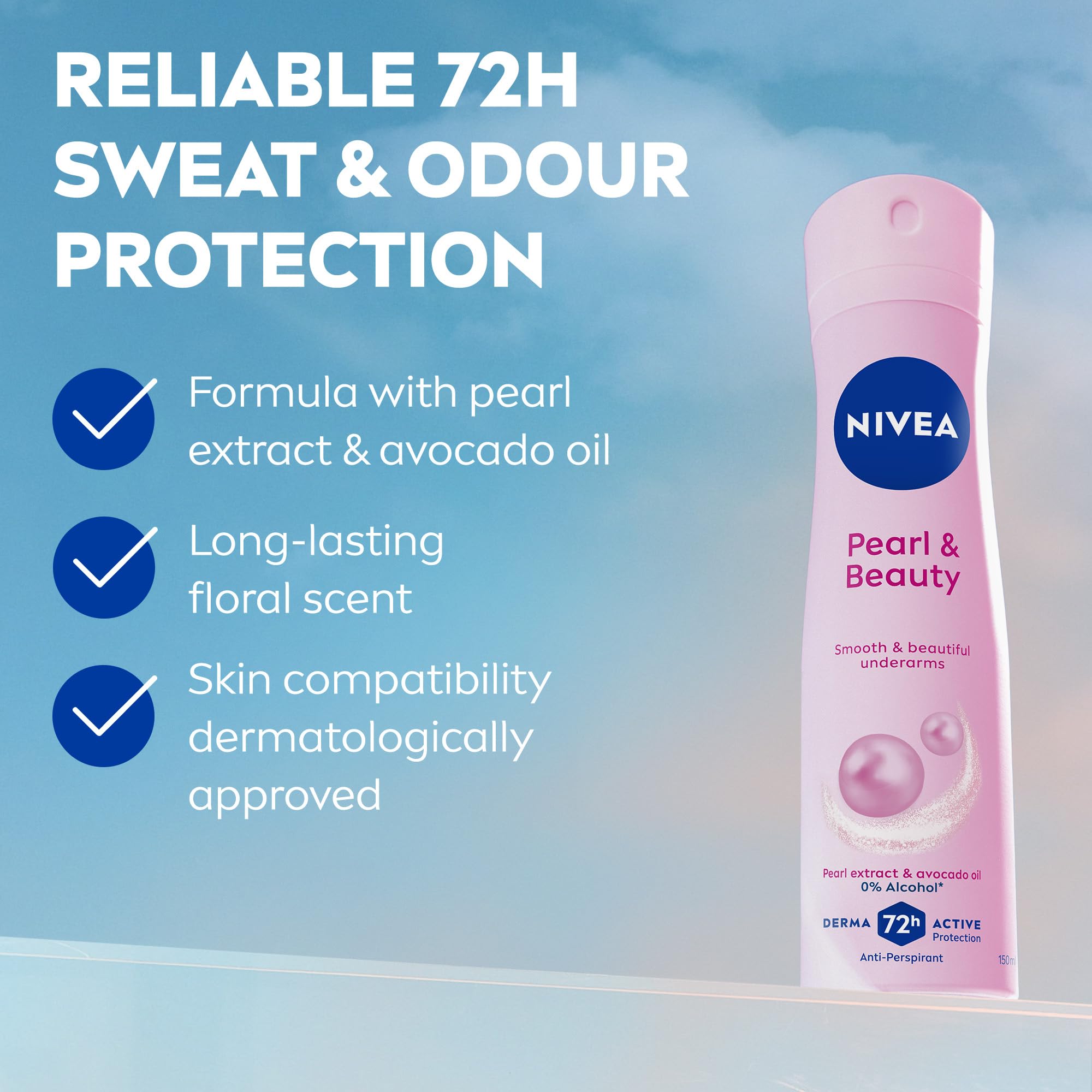 Close-up of NIVEA Pearl Extract signaling gentle pearl-based care.