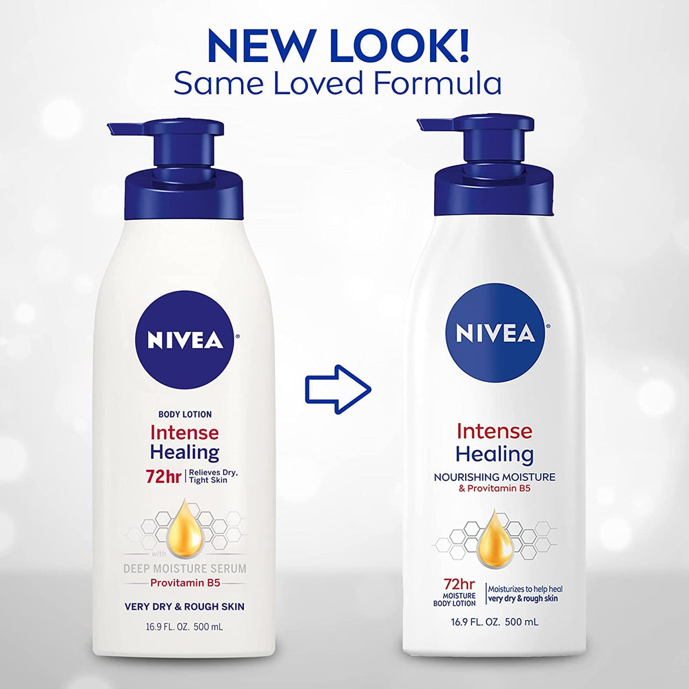 NIVEA loción para piel seca con hidratación de 72 horas.