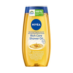 NIVEA Rich Care Shower Oil botella: hidratación profunda para piel seca durante la ducha.