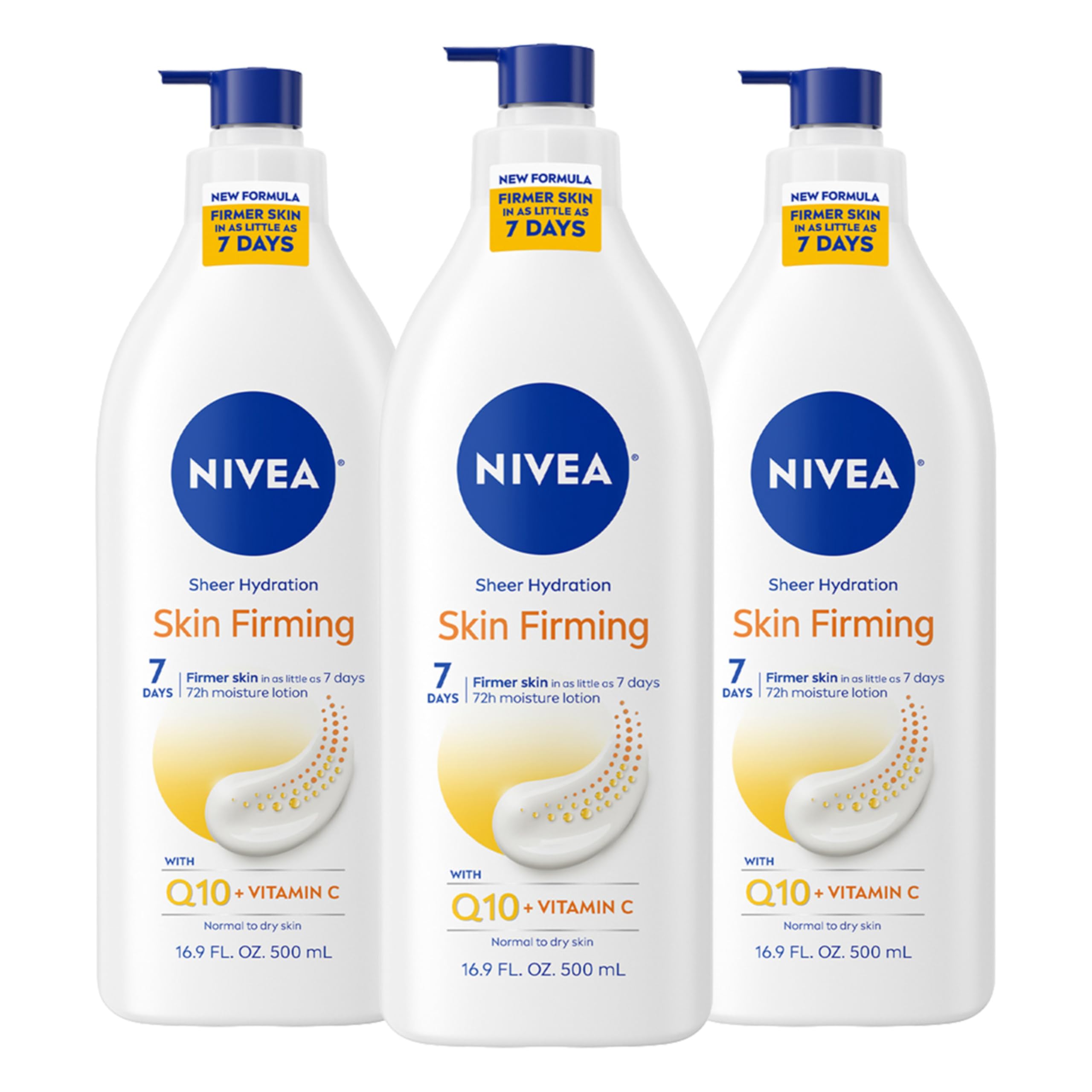 NIVEA Sheer Hydration firming bottle pump for easy daily application.
