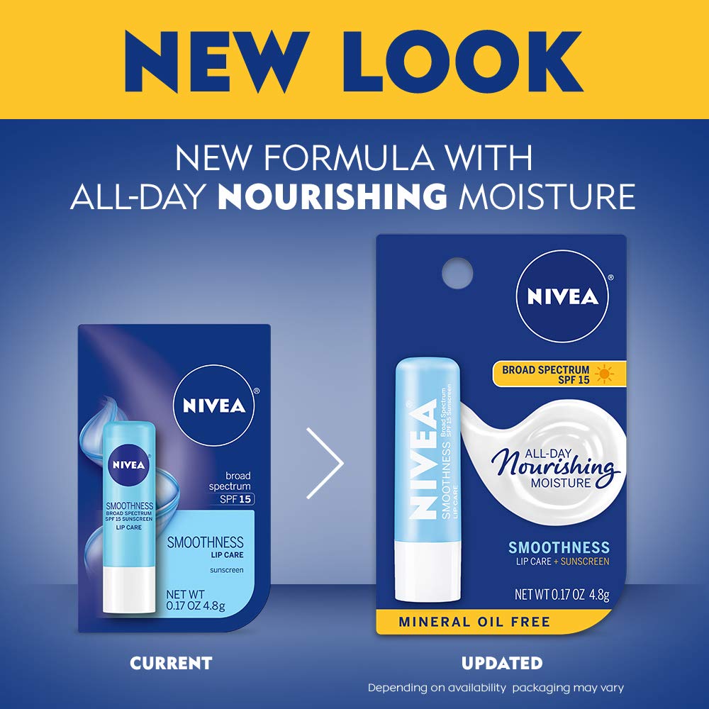 Cuidado labial NIVEA Smoothness: packaging con seis barras para la familia.