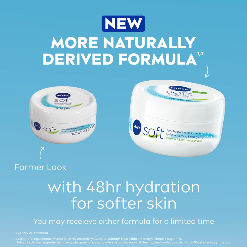 Close-up of NIVEA Soft texture highlighting light, quick-absorbing formula.