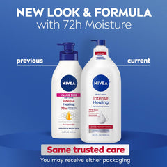 NIVEA Intense Healing muestra textura suave y absorción rápida para piel seca.