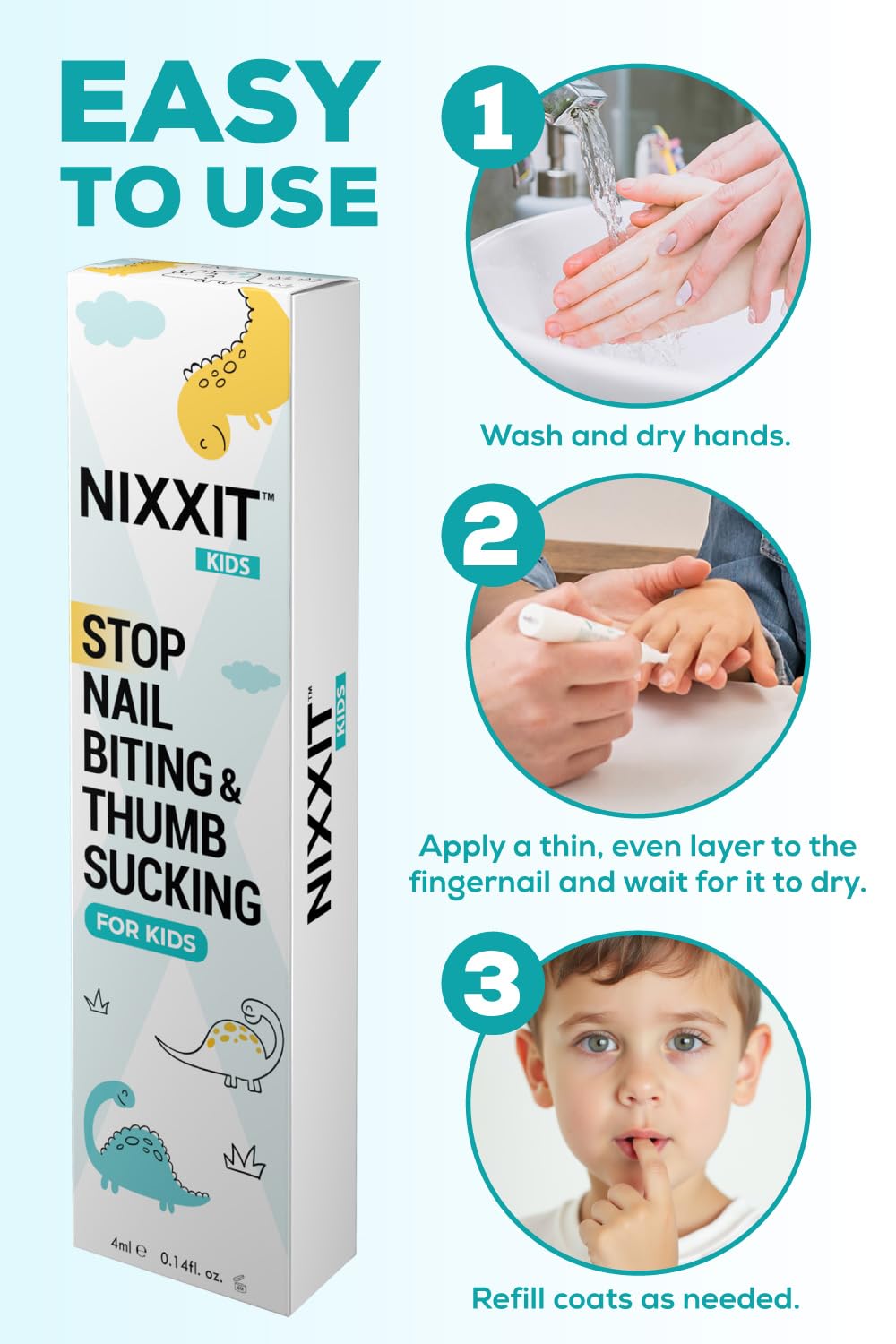 NIXXIT Aplicación precisa en uñas para dirigir la cobertura al punto de hábito.