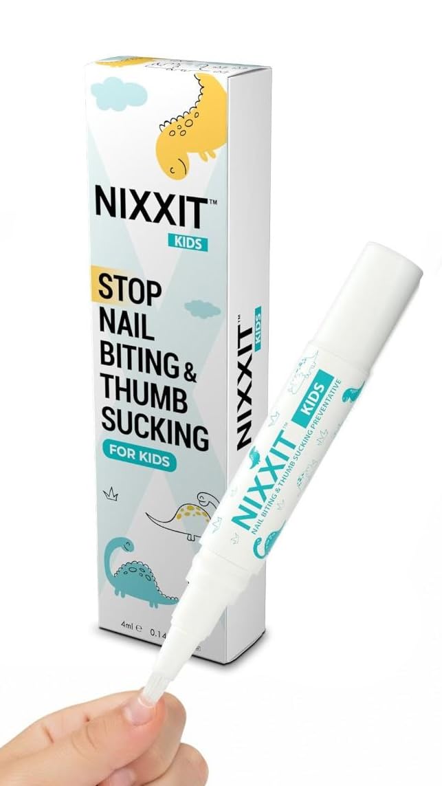 NIXXIT Deterrente para roer uñas con aplicación precisa para niños, efecto de recordatorio.
