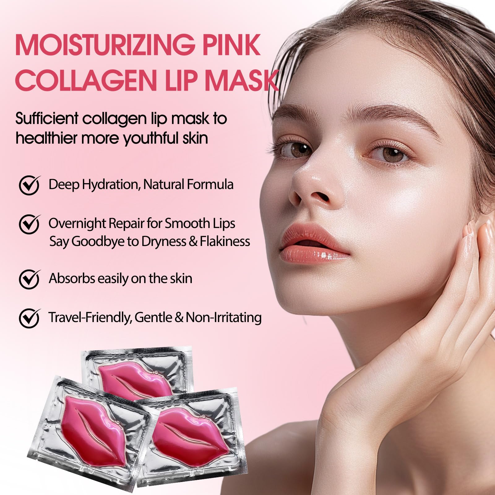 NIYET collagen lip mask application closeup demonstrating smooth, nourished lips.