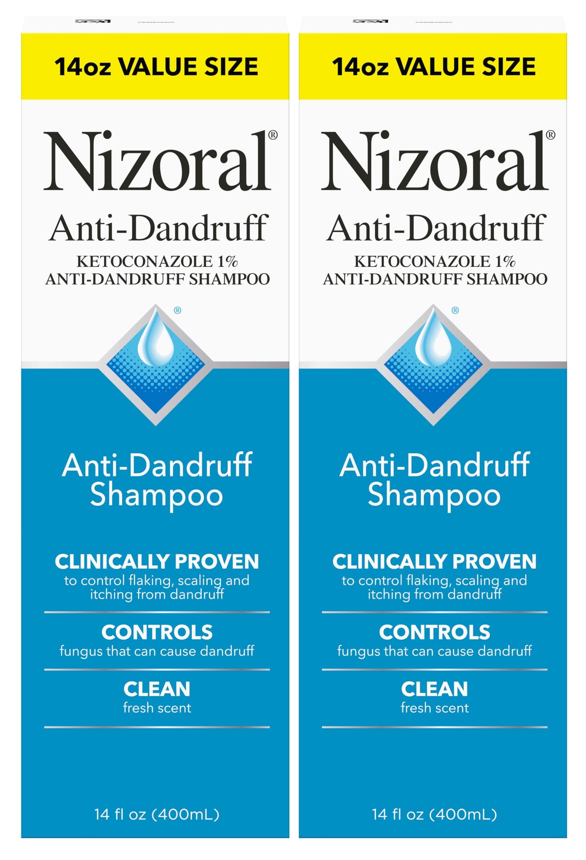 Nizoral anti-dandruff shampoo pour showing fresh formula for scalp relief