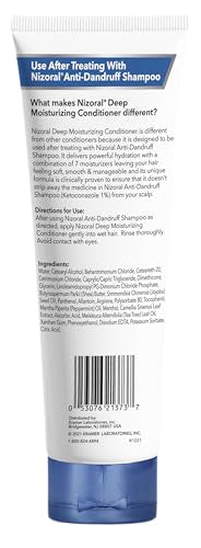 Nizoral conditioner bottle emphasizes deep hydration for soft, manageable hair.