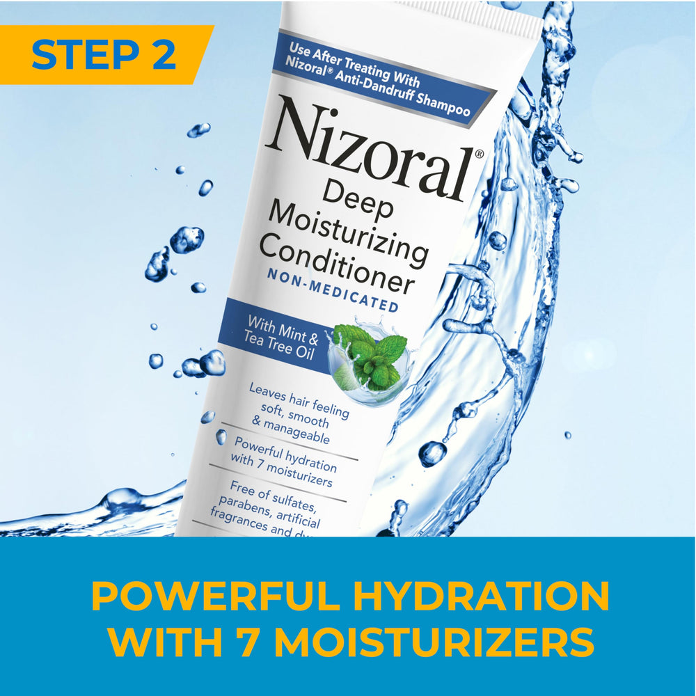 Nizoral mint-tea-tree-oil visual highlighting refreshing scent and scalp care.