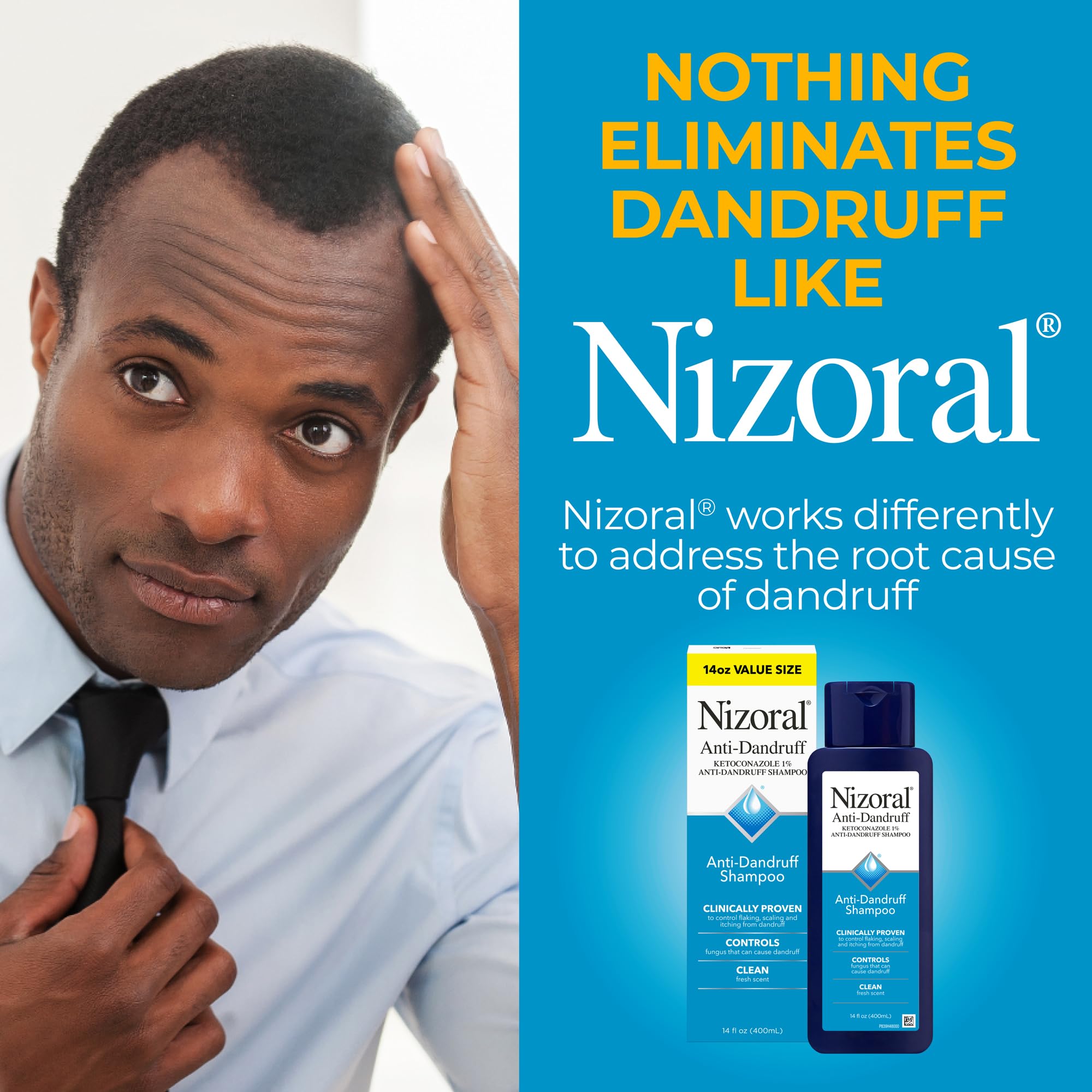 Nizoral pack of 2 bottles front view for convenient use