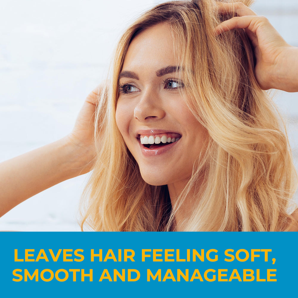Nizoral post-shampoo system image illustrates rehydration after dandruff shampoo.