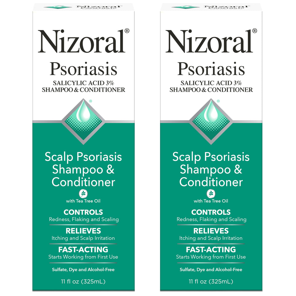 Nizoral psoriasis shampoo bottle ready for gentle scalp cleansing.