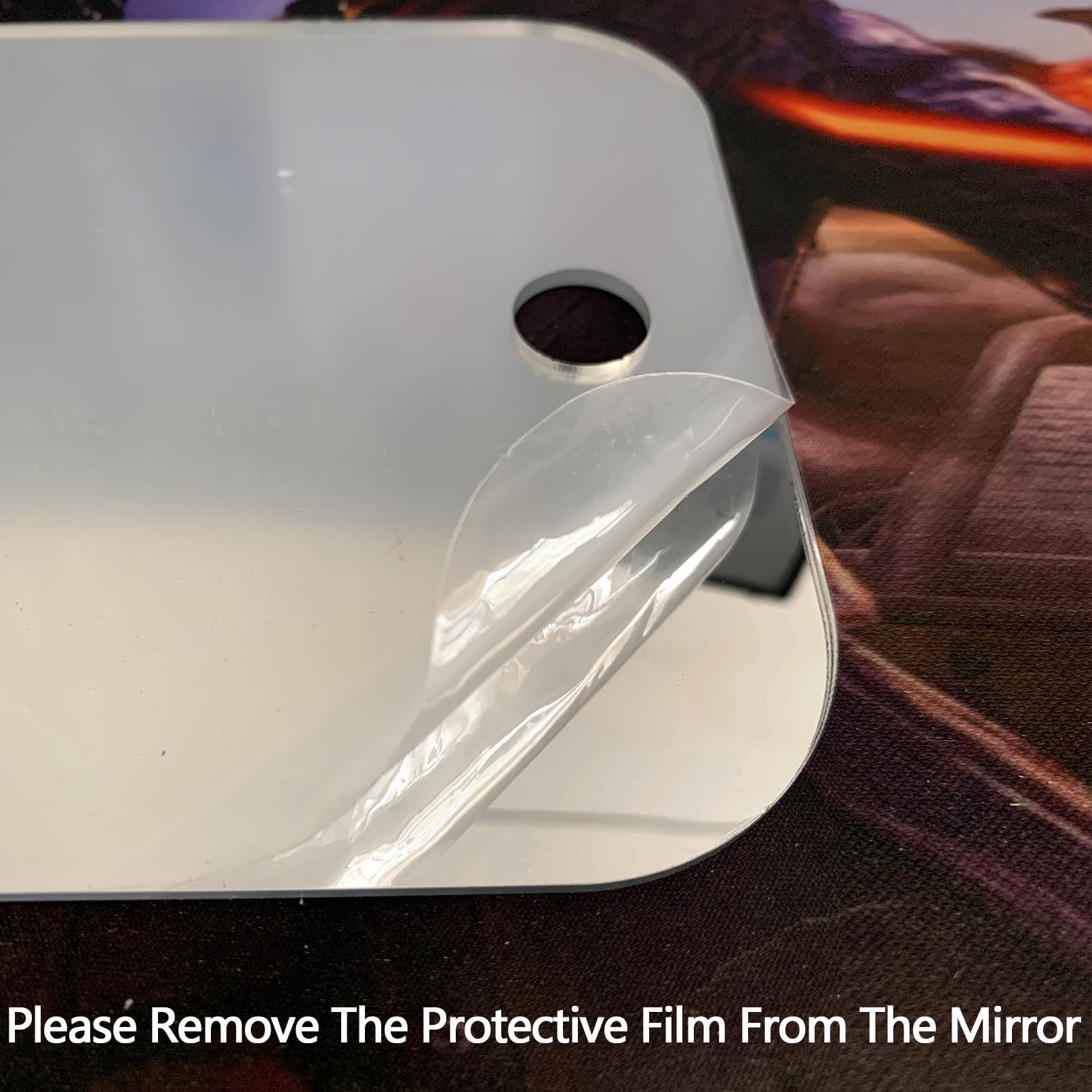 NKJVE anti-fog shower mirror shown in a travel-ready compact setup