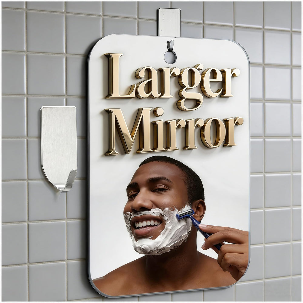 NKJVE shatterproof fogless shower mirror 11x8 inch mounted on wall for a clear shave