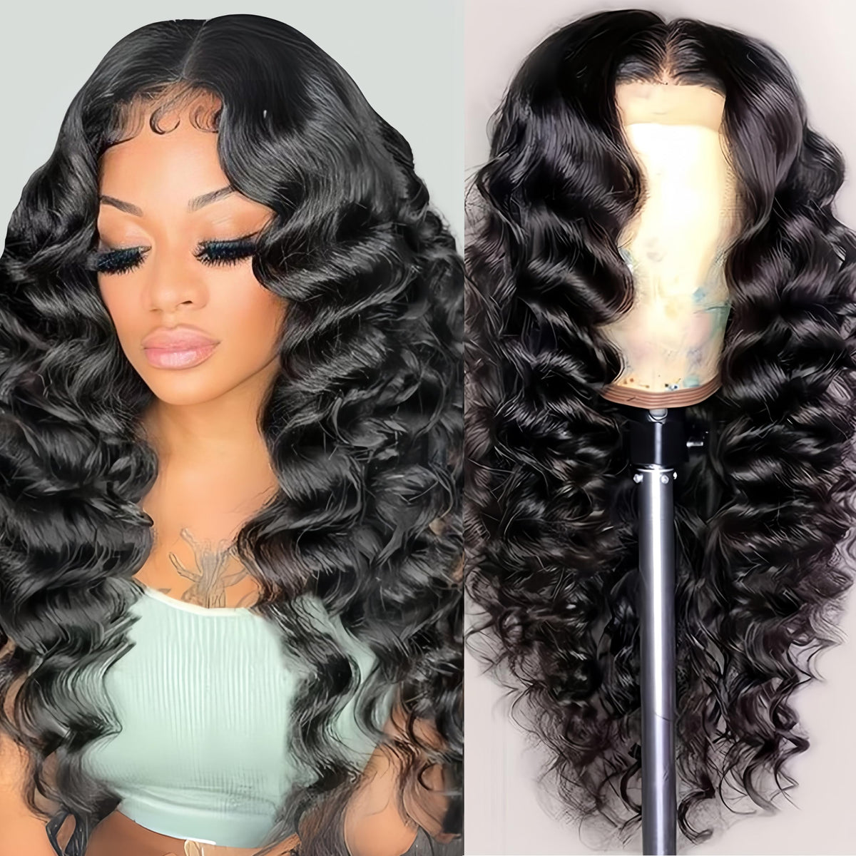 NKTU Deep Wave lace front wig close-up curl detail for natural texture