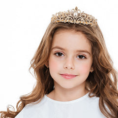 Nljihkure Gold Crystal Crown side profile showing two combs for secure hair grip.
