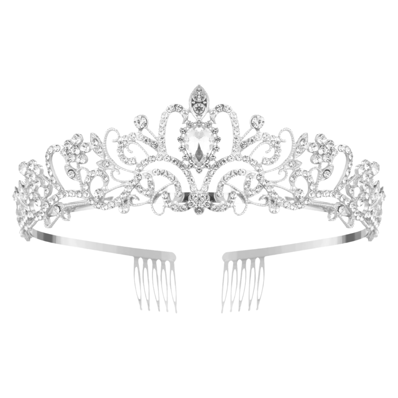 Nljihkure silver crystal crown worn by women for bridal elegance