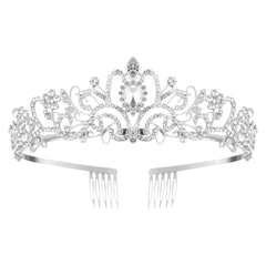 Nljihkure silver crystal crown worn by women for bridal elegance
