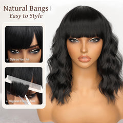 Nnzes wig bangs side view showing flattering shape for outfits