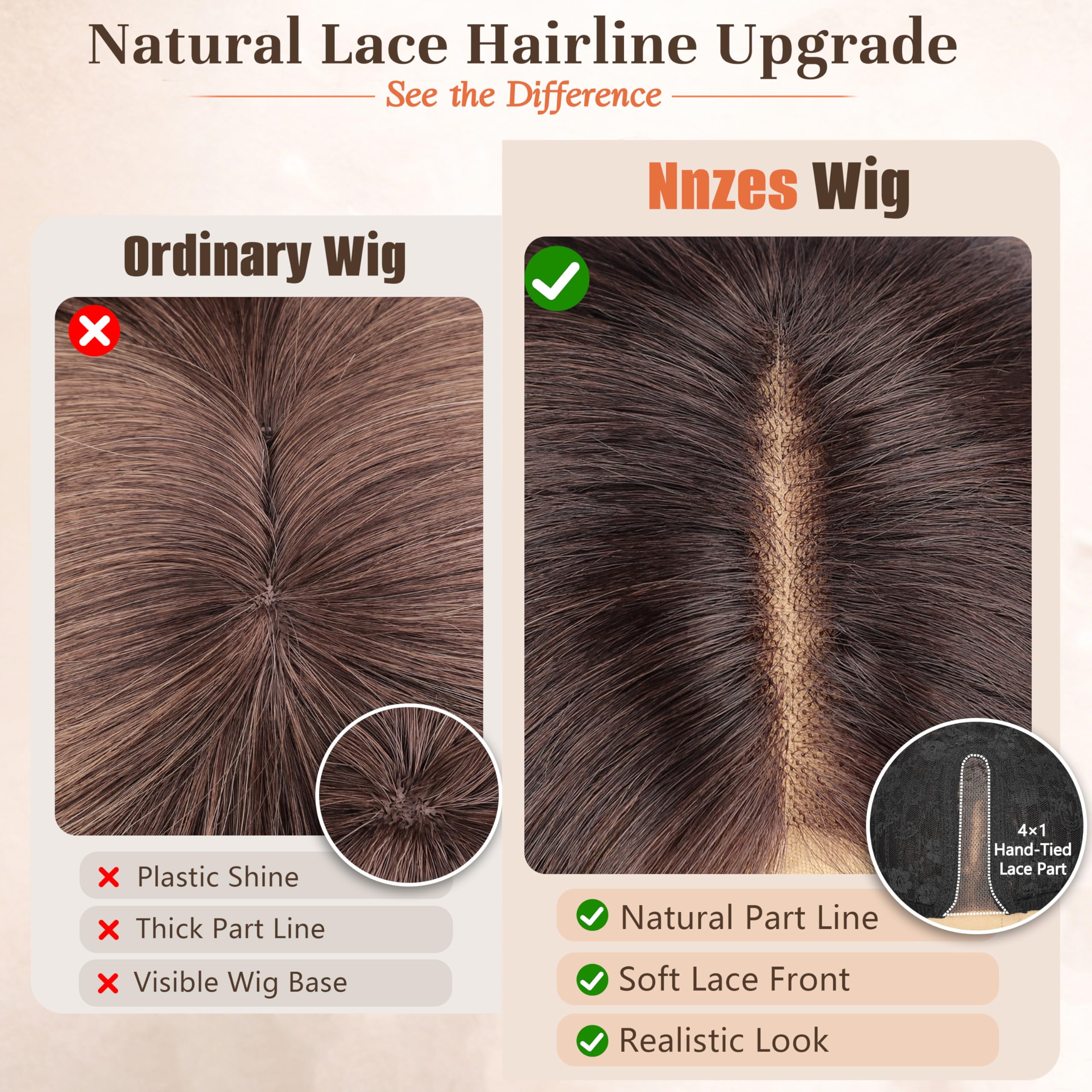 Nnzes daily-wear look with brown-blonde waves and soft texture.