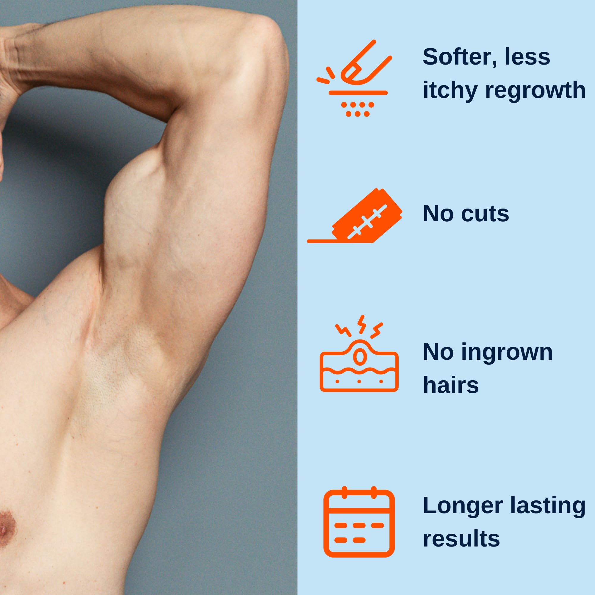 NO HAIR CREW 24h hydration indicates lasting moisture after removal.