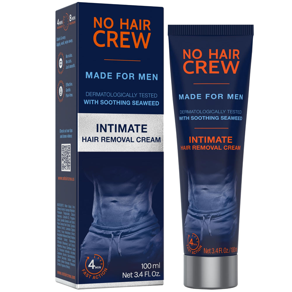NO HAIR CREW intimate cream bottle for at-home use and smooth skin.