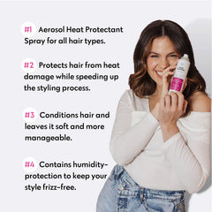 No Nothing heat protection spray mist applied to hair for lightweight shine.