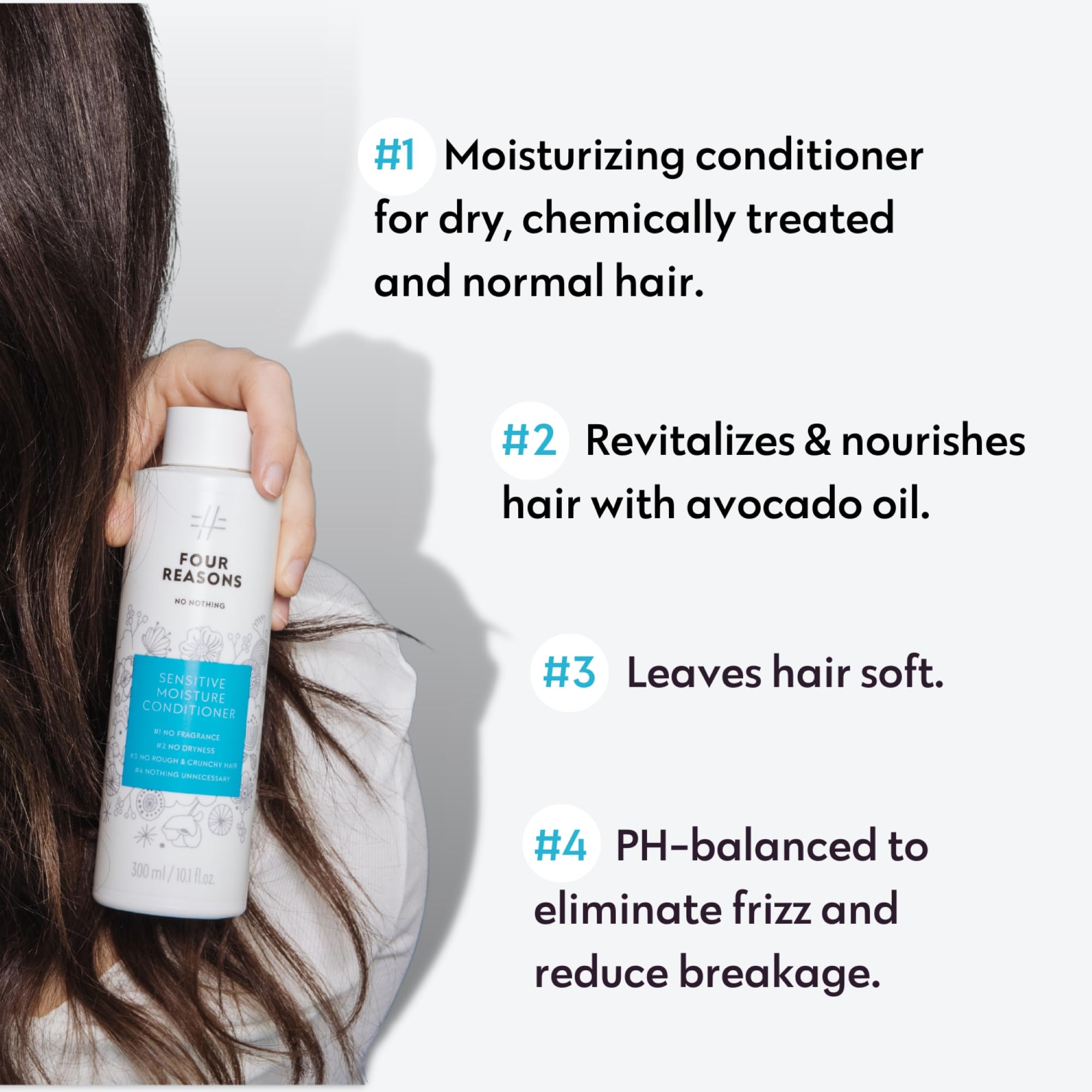 No Nothing Sensitive Moisture Conditioner pump showing fragrance-free care for dry, treated hair.