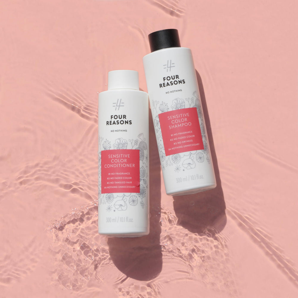 No Nothing Sensitive Shampoo application on color-treated hair illustrating shine retention.