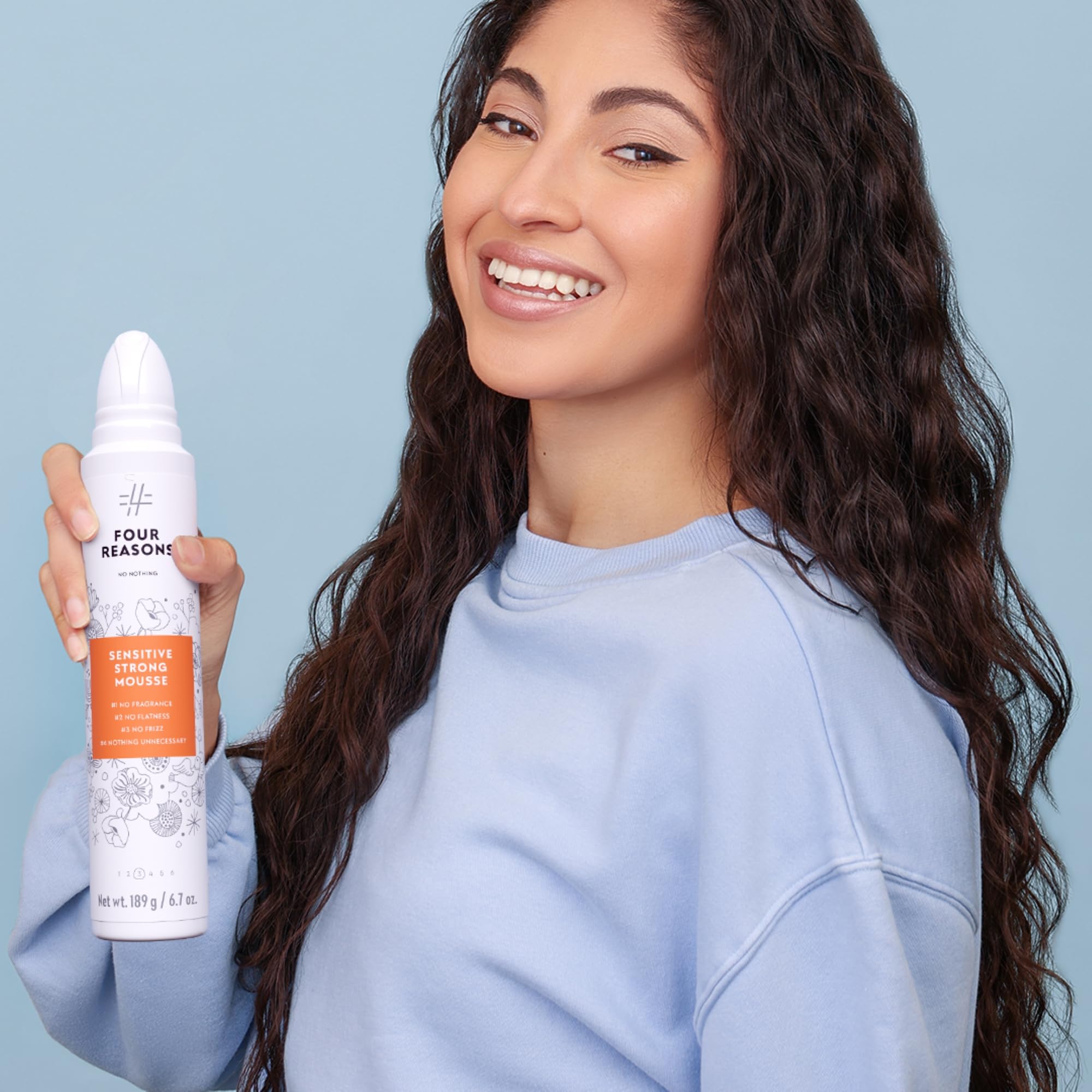 No Nothing Strong Mousse fragrance-free image emphasizes sensitive scalp friendly formula.