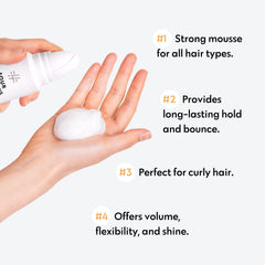 No Nothing Strong Mousse hair-application image demonstrates easy styling with lightweight hold.