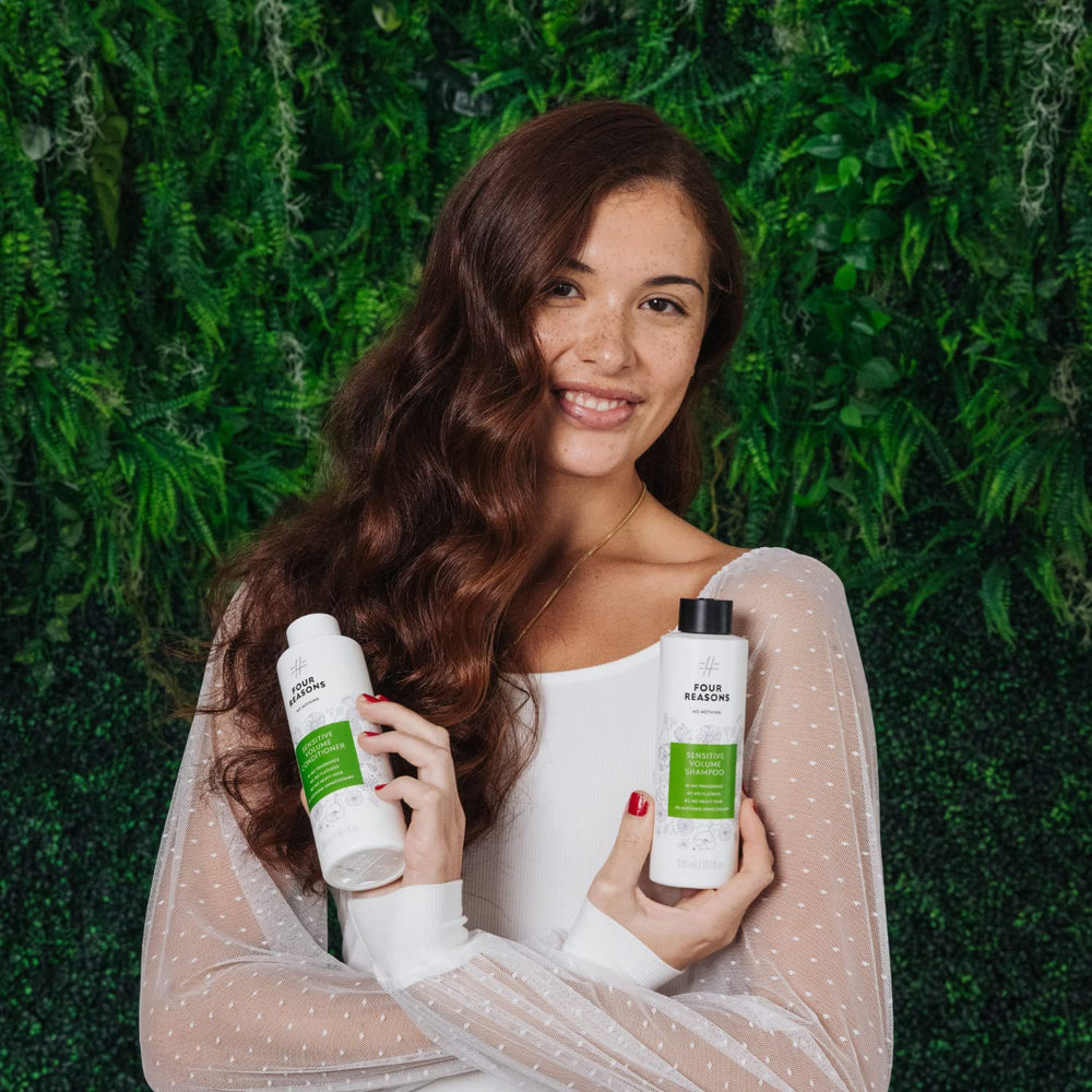 No nothing Volume Shampoo cap-off emphasizes sensitive-skin branding