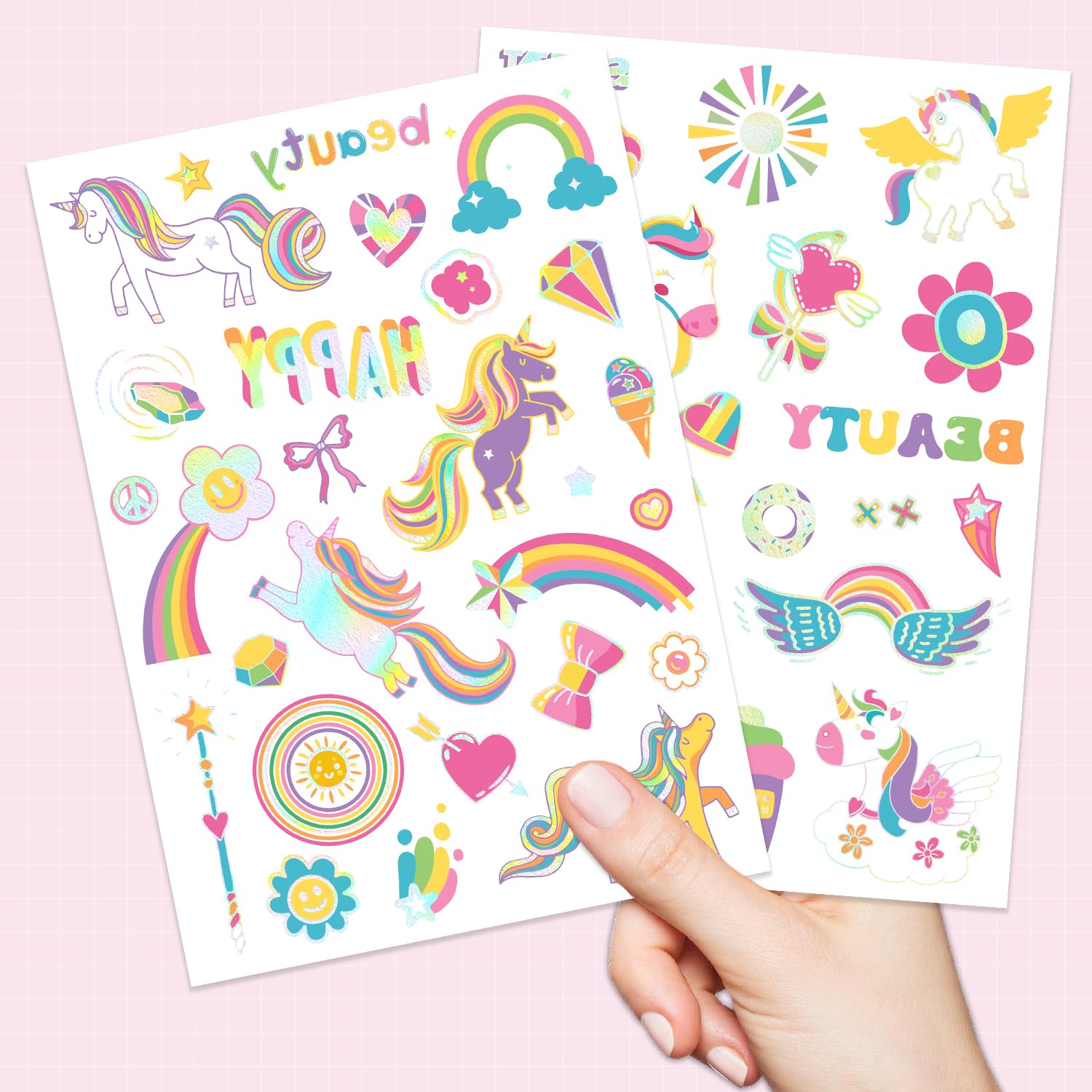 NO RAGRETS party favors with washable unicorn tattoos.