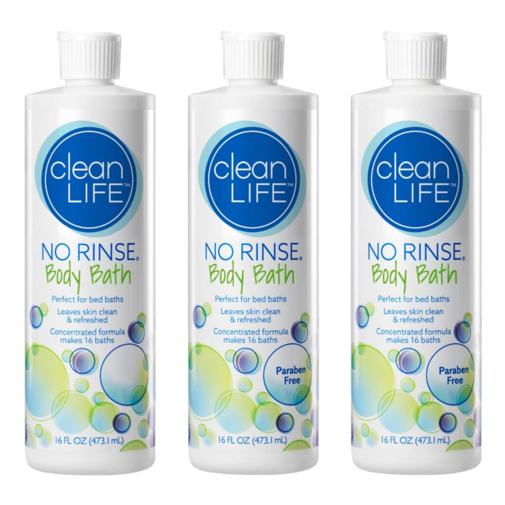 No-Rinse: botella de baño corporal visible, limpieza suave sin enjuague.