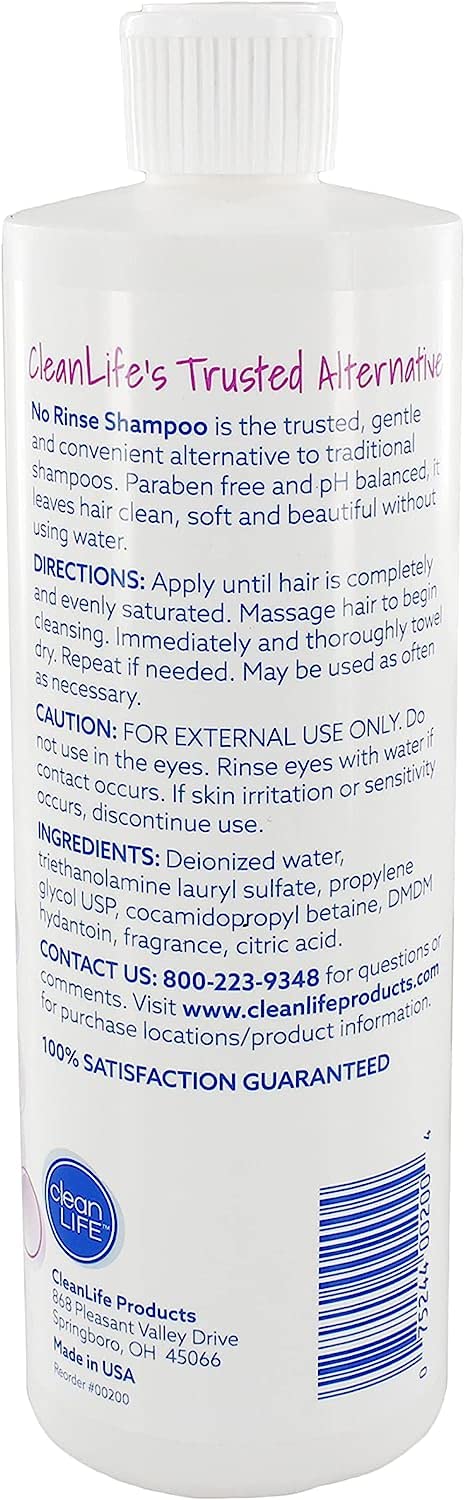 No-Rinse CleanLife Shampoo delivers fresh, odor-free hair after use.