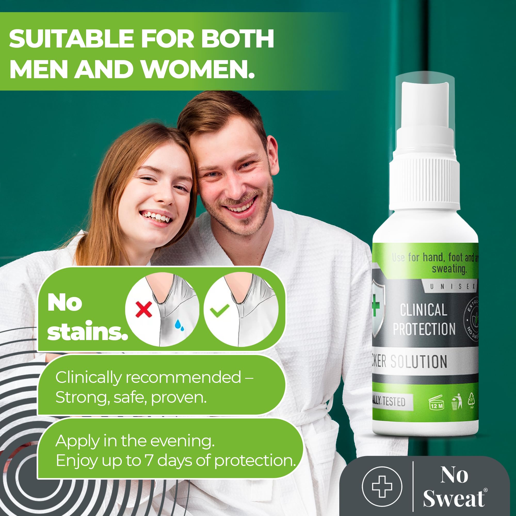 Usuario satisfecho con No Sweat Max Strength Spray para mayor confianza diaria.